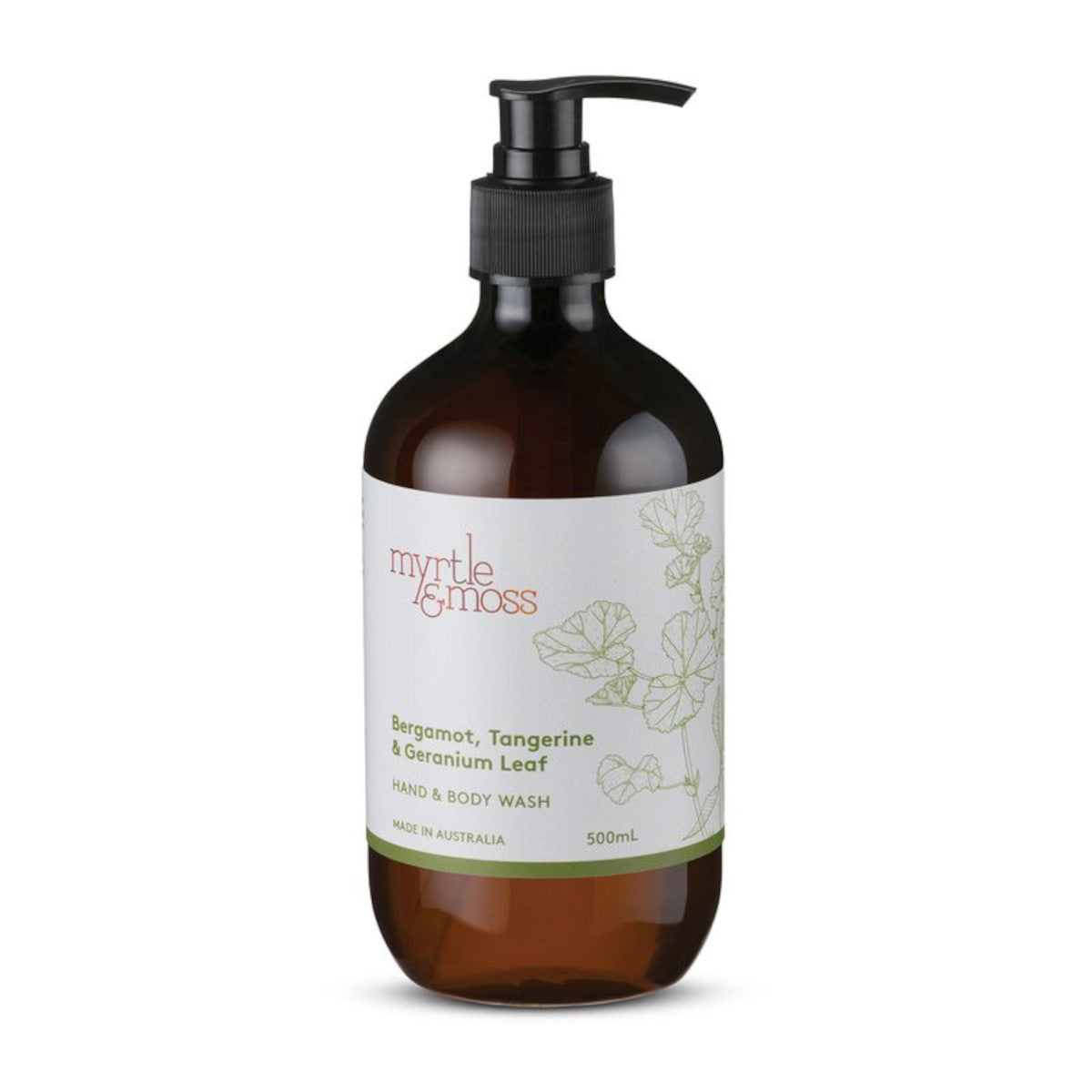 Myrtle and Moss Bergamot Rind, Tangerine & Geranium Leaf Hand & Body Wash 500ml
