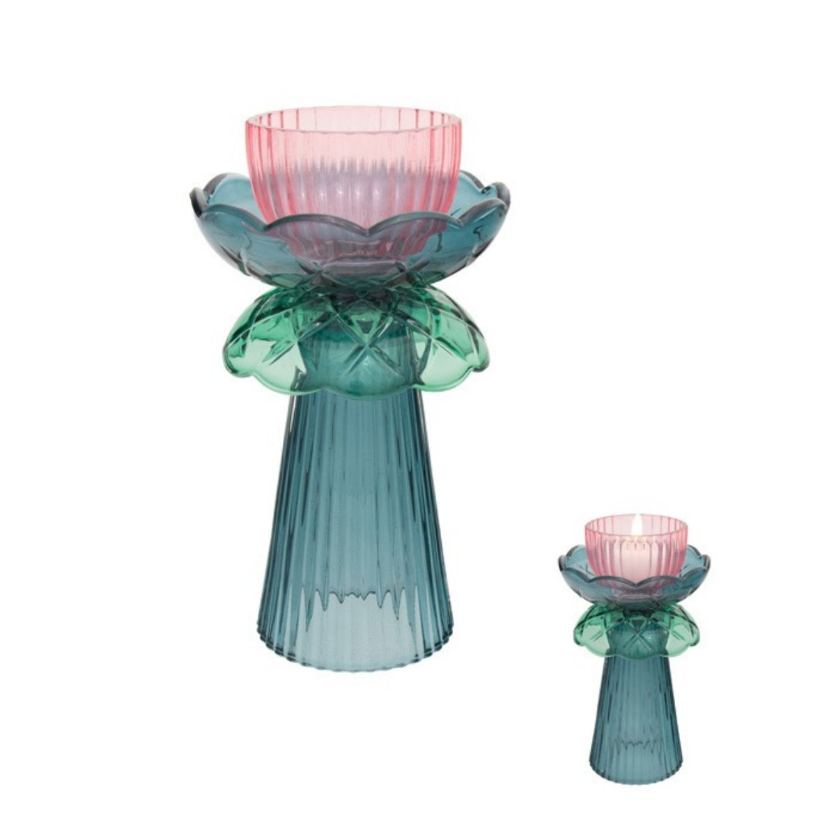 Swing Gifts Pemina Glass Votive Holder Green Pink 21cm
