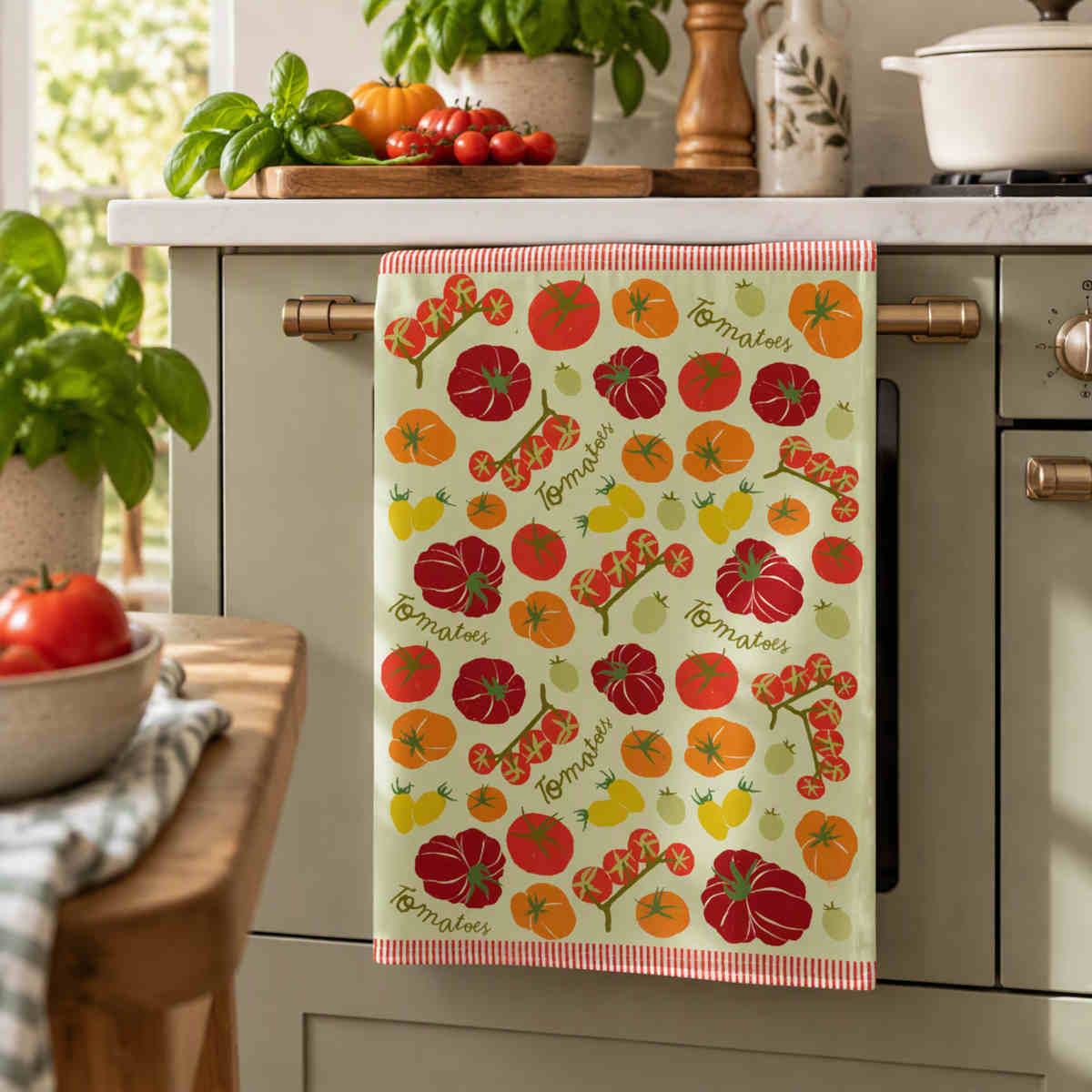 Assemble Tomatoes Cotton Tea Towel Mint 50x70cm