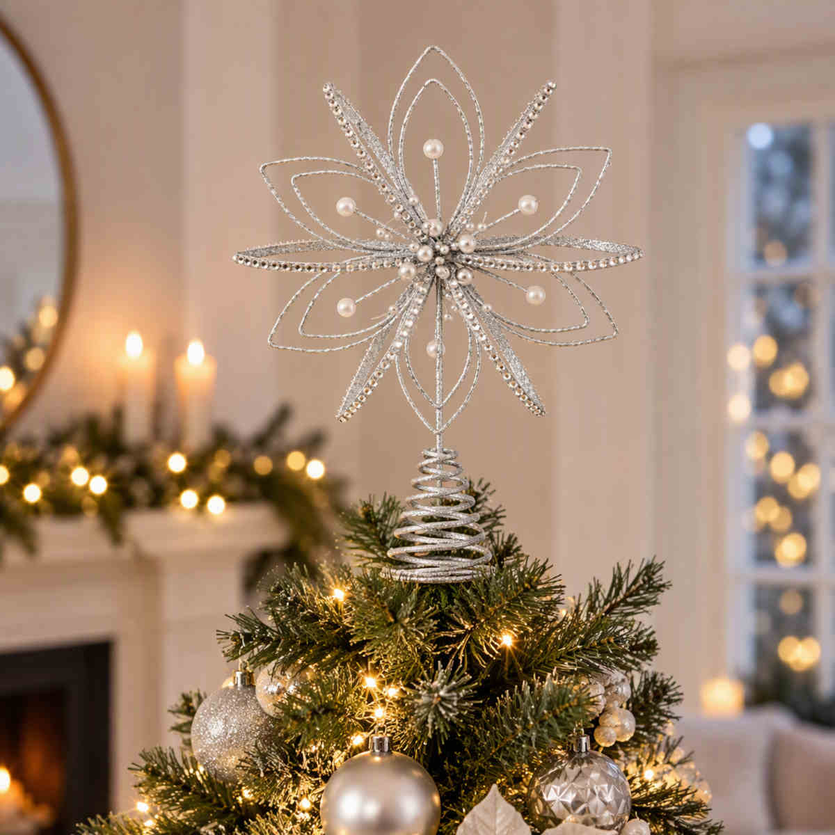 Swing Gifts Flowerburst Tree Topper Silver