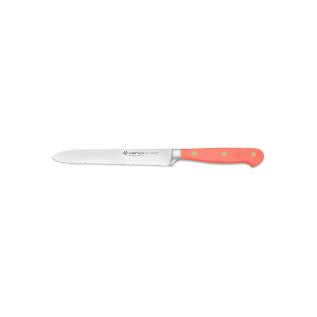 Wusthof Classic Colour Coral Peach Serrated Utility Knife 14cm
