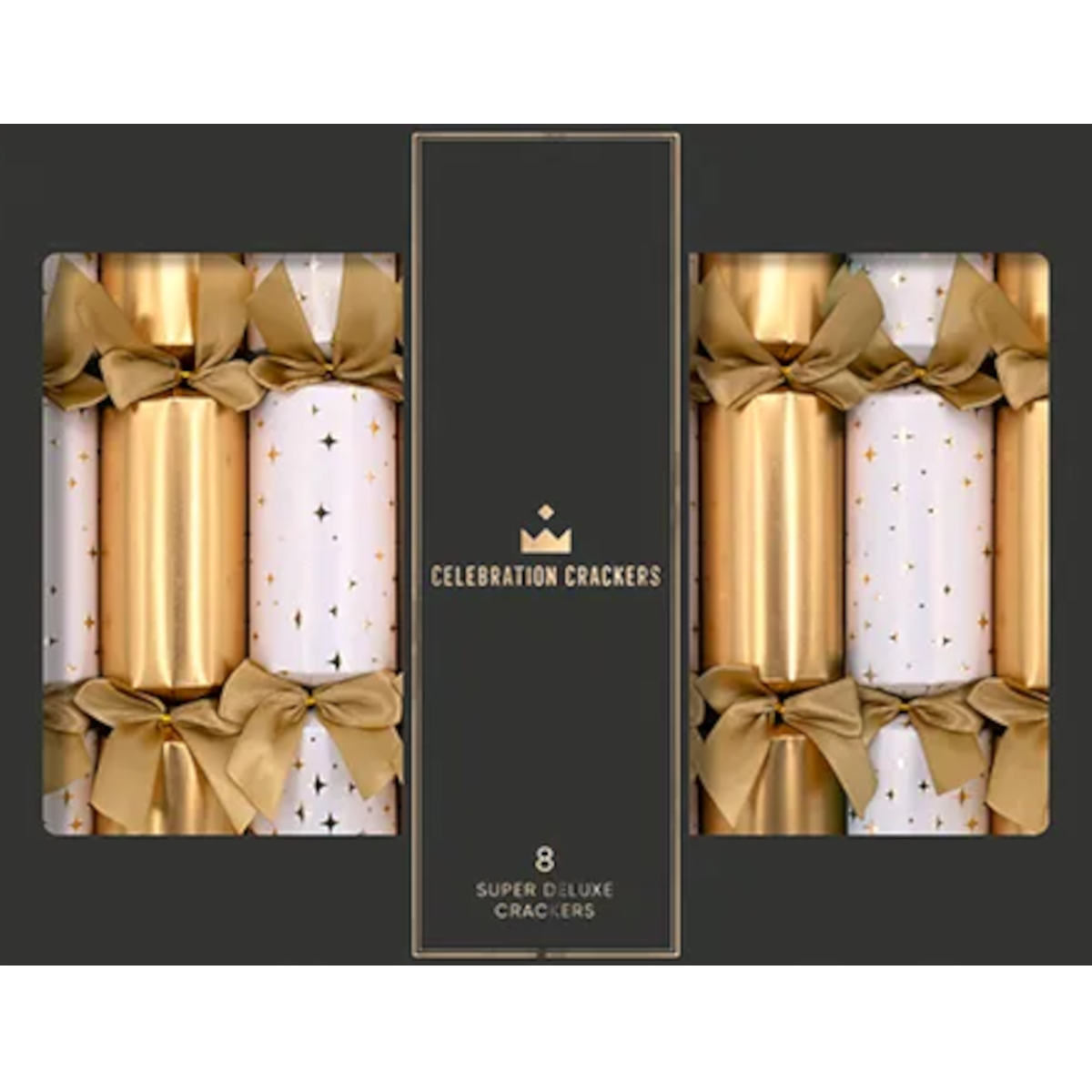 Celebration Crackers Super Deluxe  Golden Star Crackers 35cm (Set of 8) | Minimax