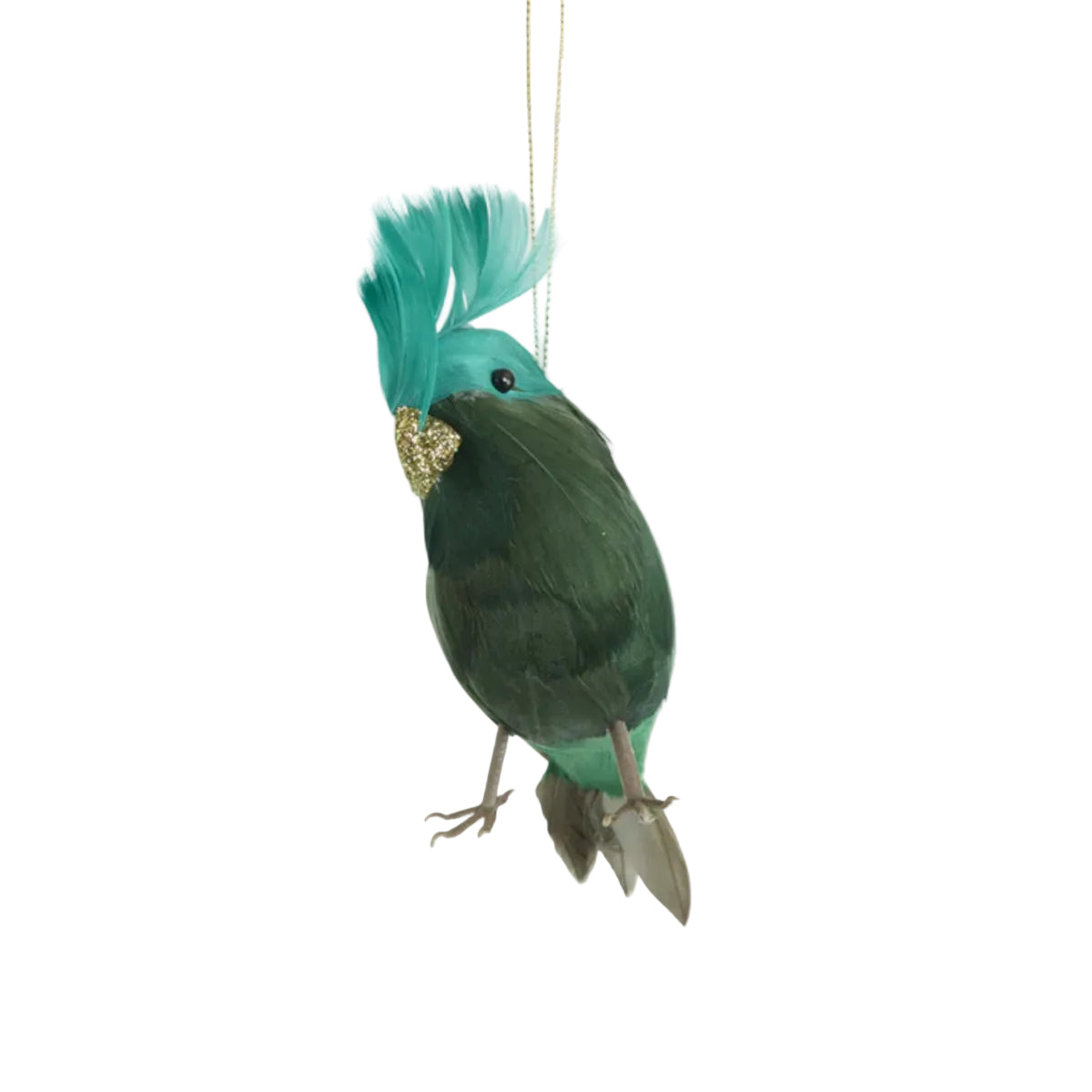 Vixen & Velvet Efina Feather Bird Decoration Green 20cm | Minimax