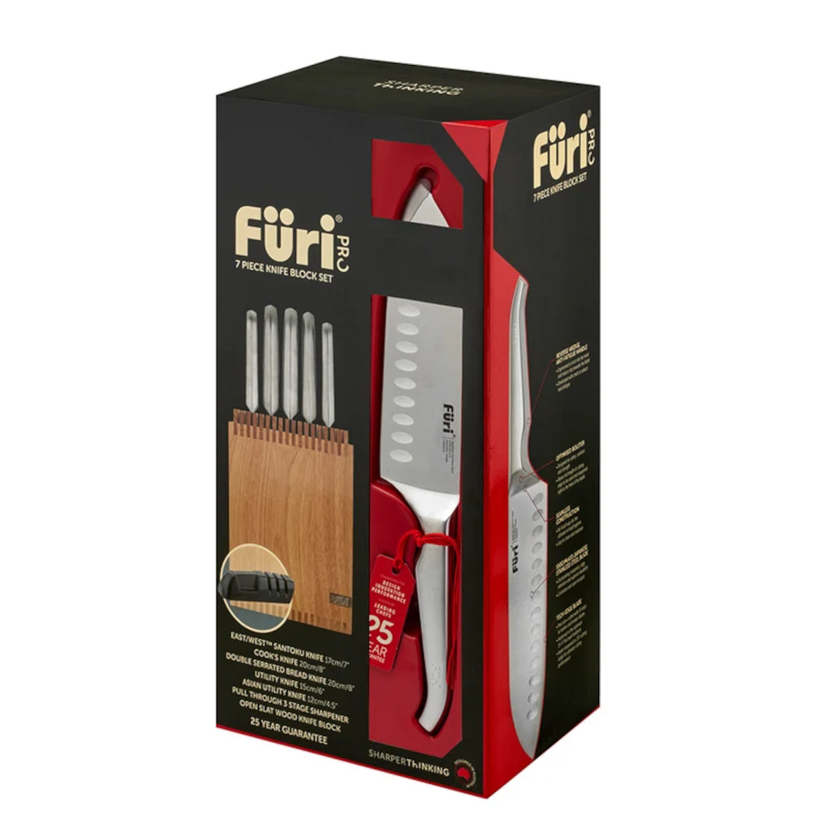Furi Open Slat Wood Knife Block Set 7 Piece | Minimax