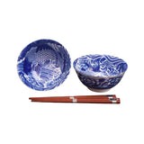 Concept Japan Aizome Koi Carp Blue Bowl Chopstick Set | Minimax
