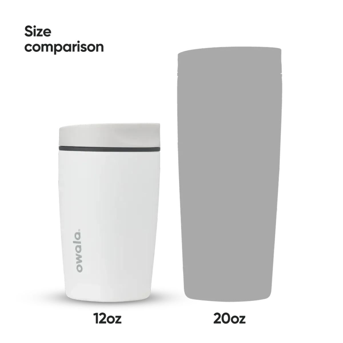 Owala SmoothSip Slider Water Bottle Shy Marshmallow 355ml Size Comparison | Minimax
