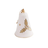 Noel Holly Hang Bell Christmas Decoration White/Gold 11cm