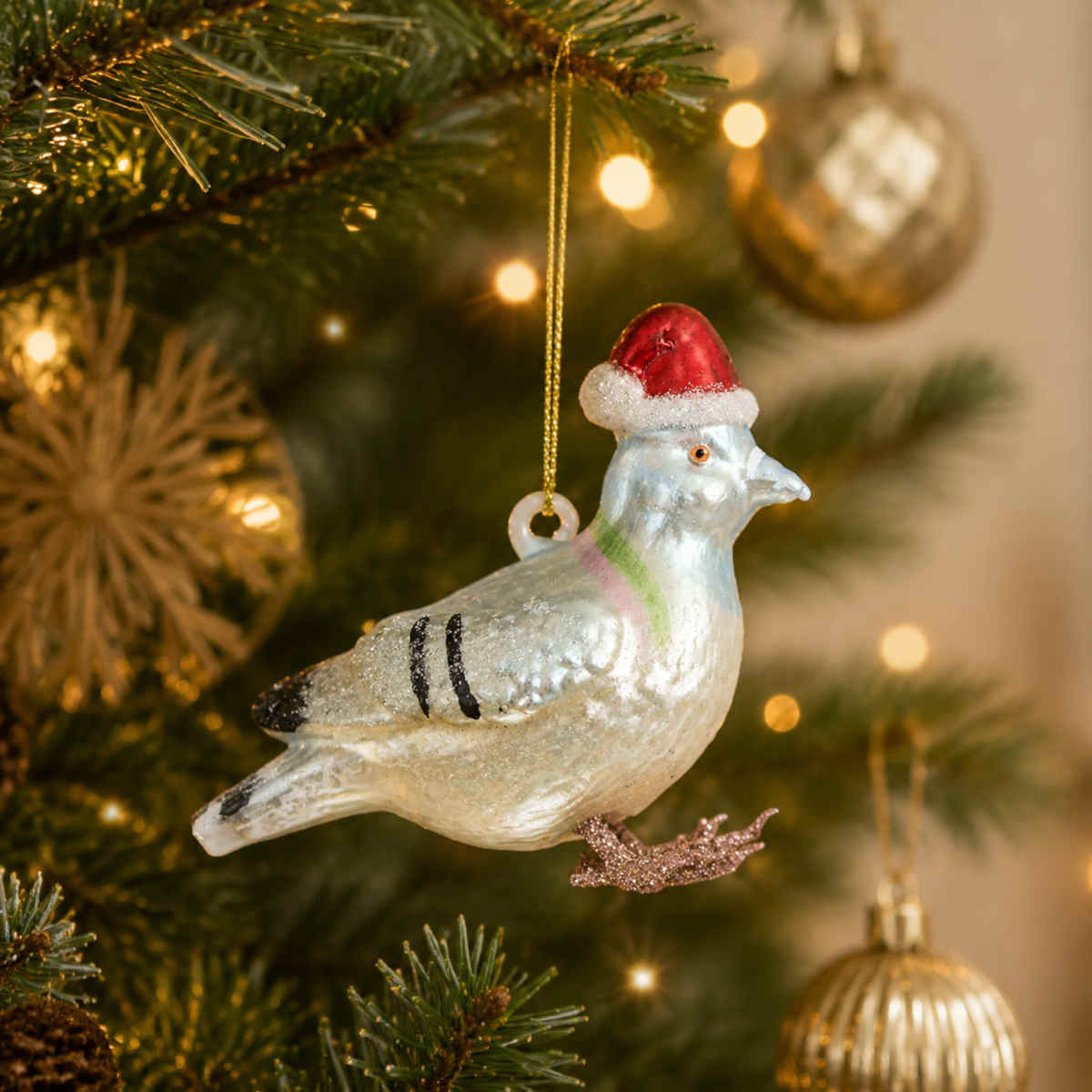 Florabelle Pigeon Santa Hat Hanging Decoration 10cm | Minimax