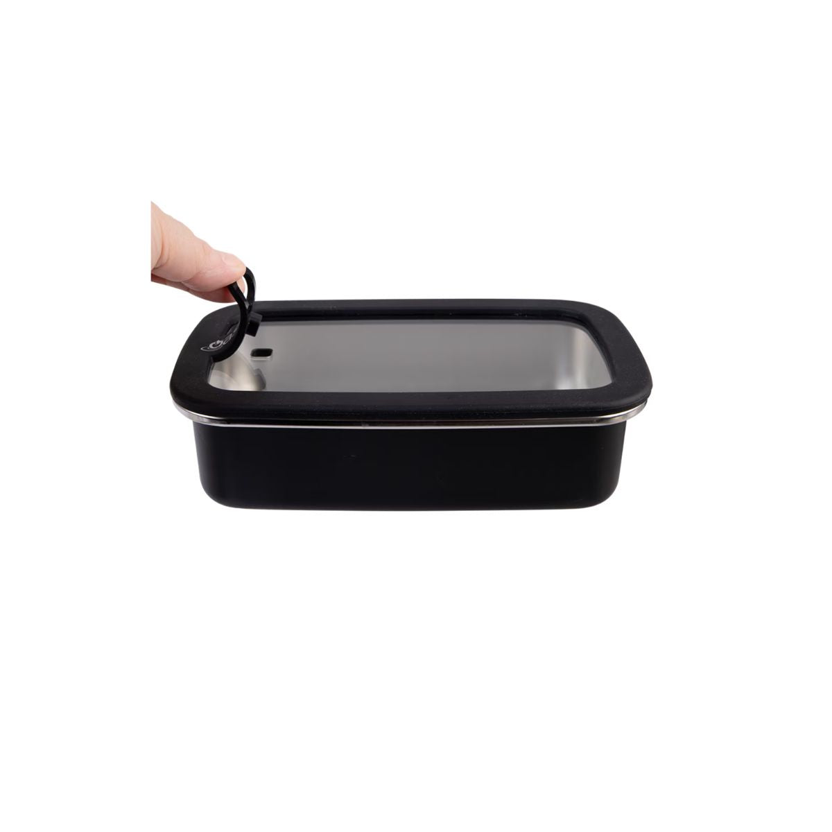 Oasis Microwave Safe Rectangular Stainless Steel Container Black 700ml