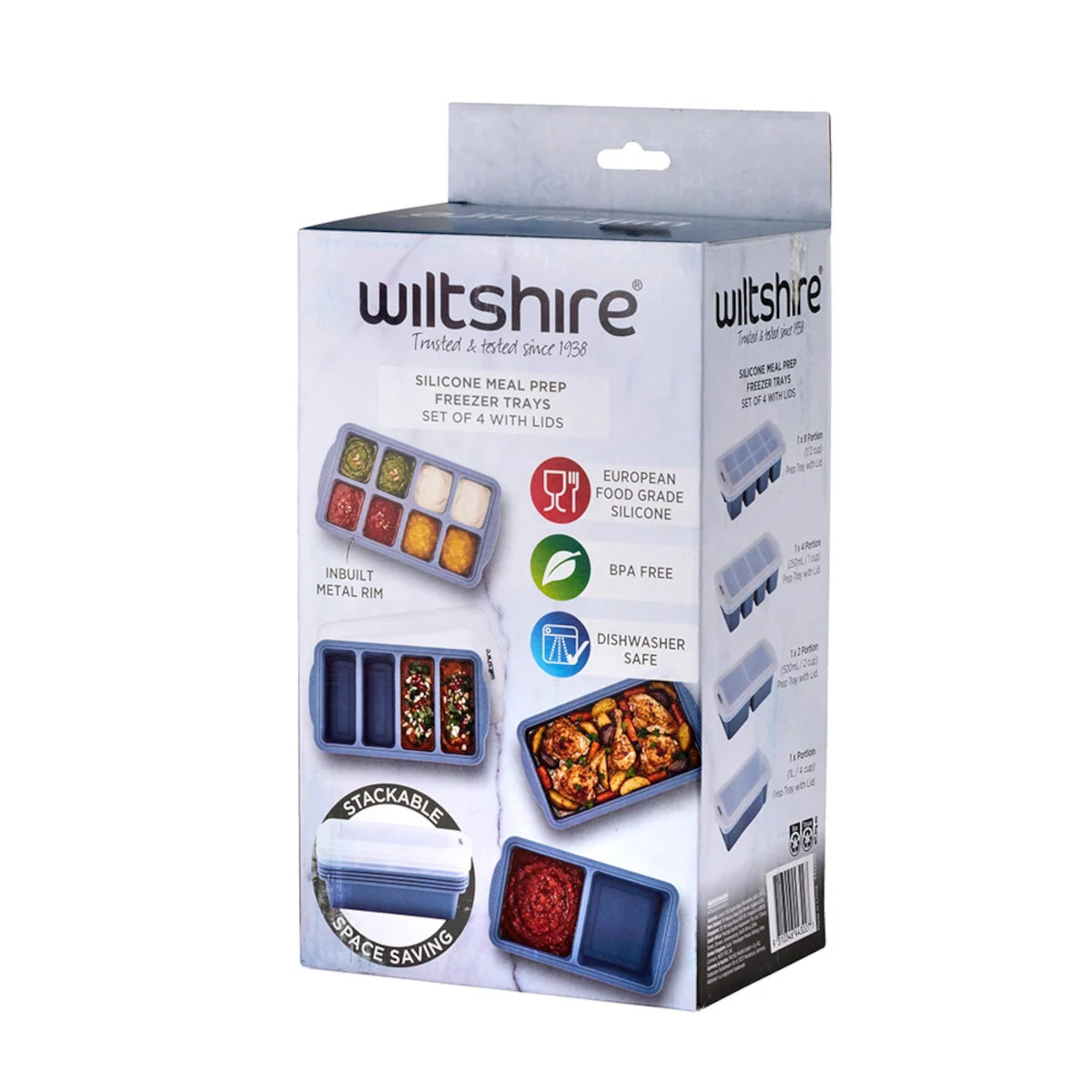 Wiltshire Silicone Meal Prep Freezer Trays with Lids 4 Piece Set | Minimax