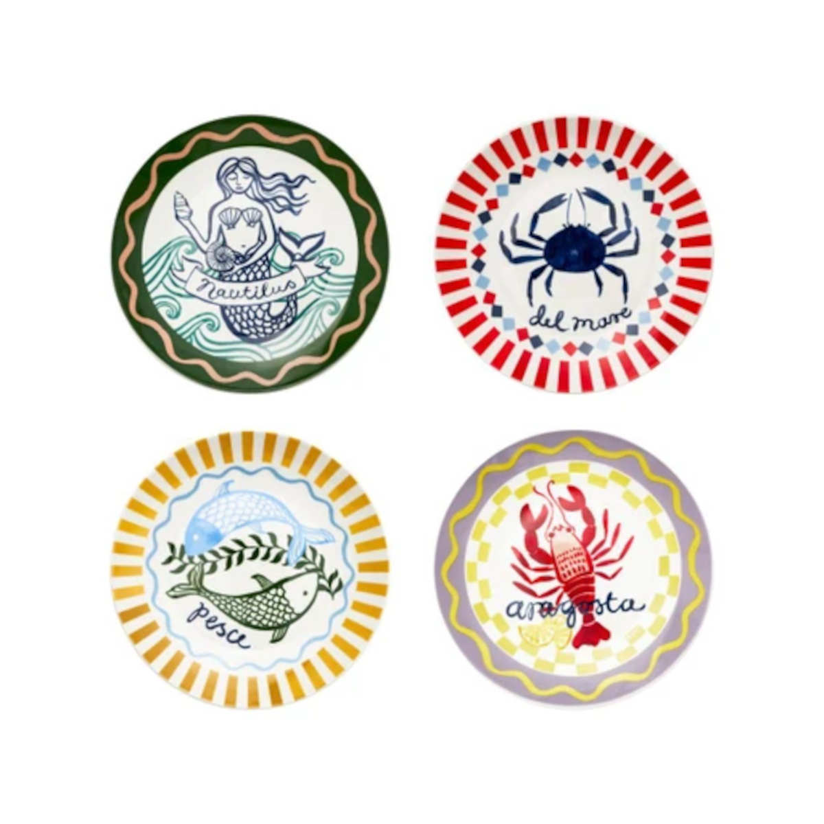 Porto Nautilus Side Plates Assorted 20cm (Set of 4) | Minimax