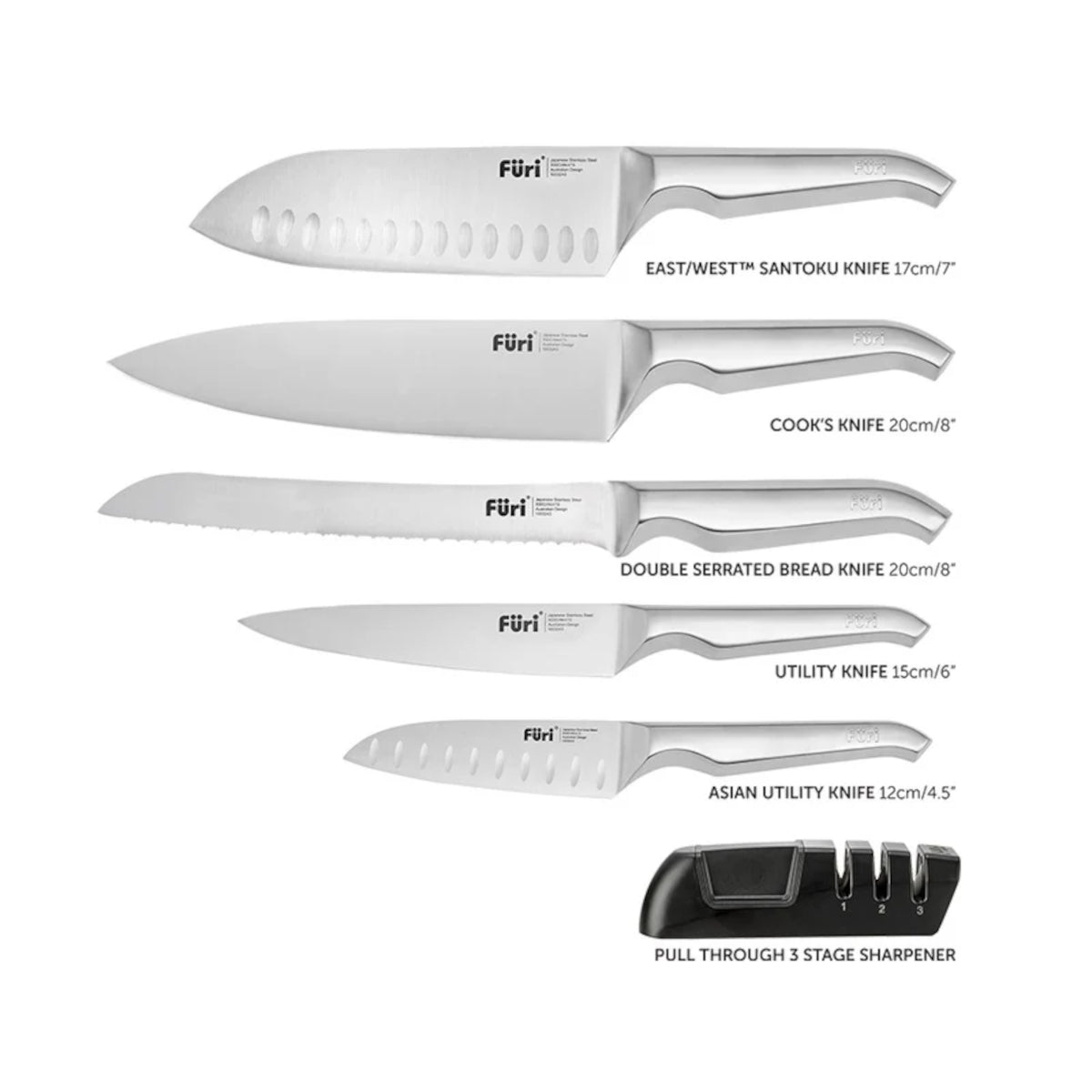 Furi Open Slat Wood Knife Block Set 7 Piece | Minimax