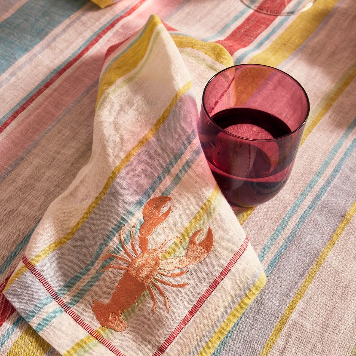 Kip&Co Bellissimo Stripe Embroidered Napkin 45cm Set of 4