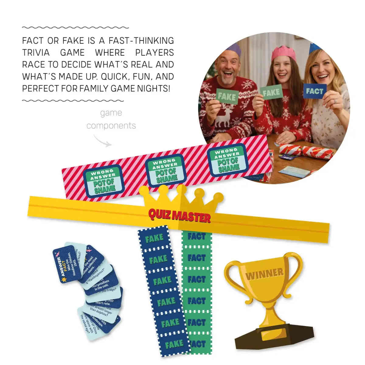 Mistletoe & Merry Games Fact or Fake Cracker 30cm (Set of 6)