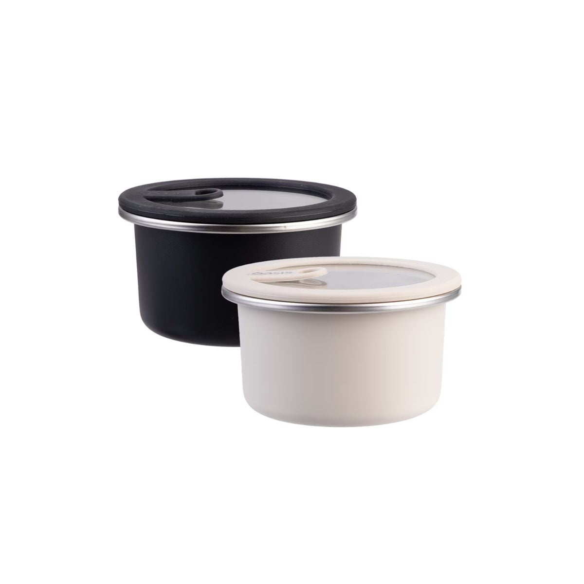 Oasis Microwave Safe Round Stainless Steel Container Oat 680ml