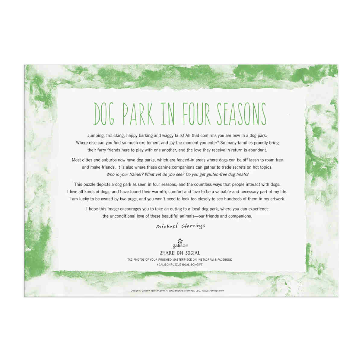 Galison Storrings Dog Park in Four Seasons Puzzle - 1000pcs Multi-Coloured | Minimax