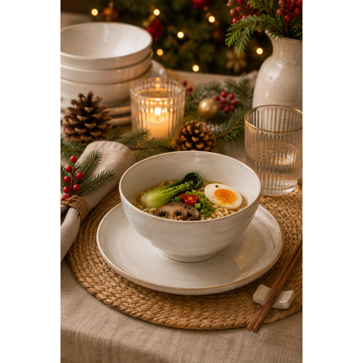 Casero Swirl Linen Noodle Bowl 18cm