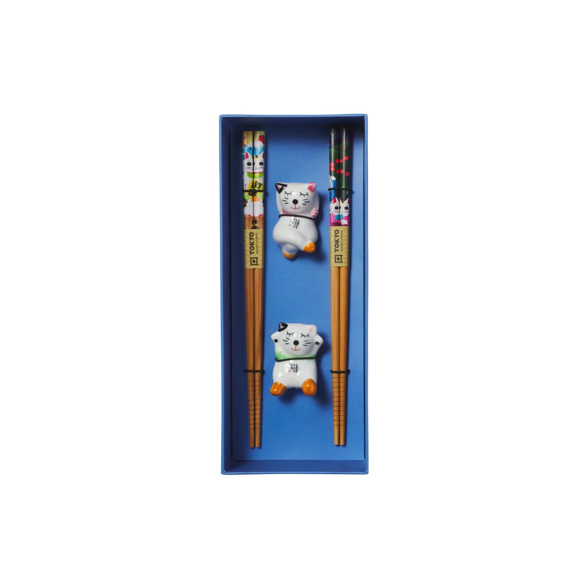 Tokyo Design Lucky Cat Chopstick with Rest 4 Pieces Set