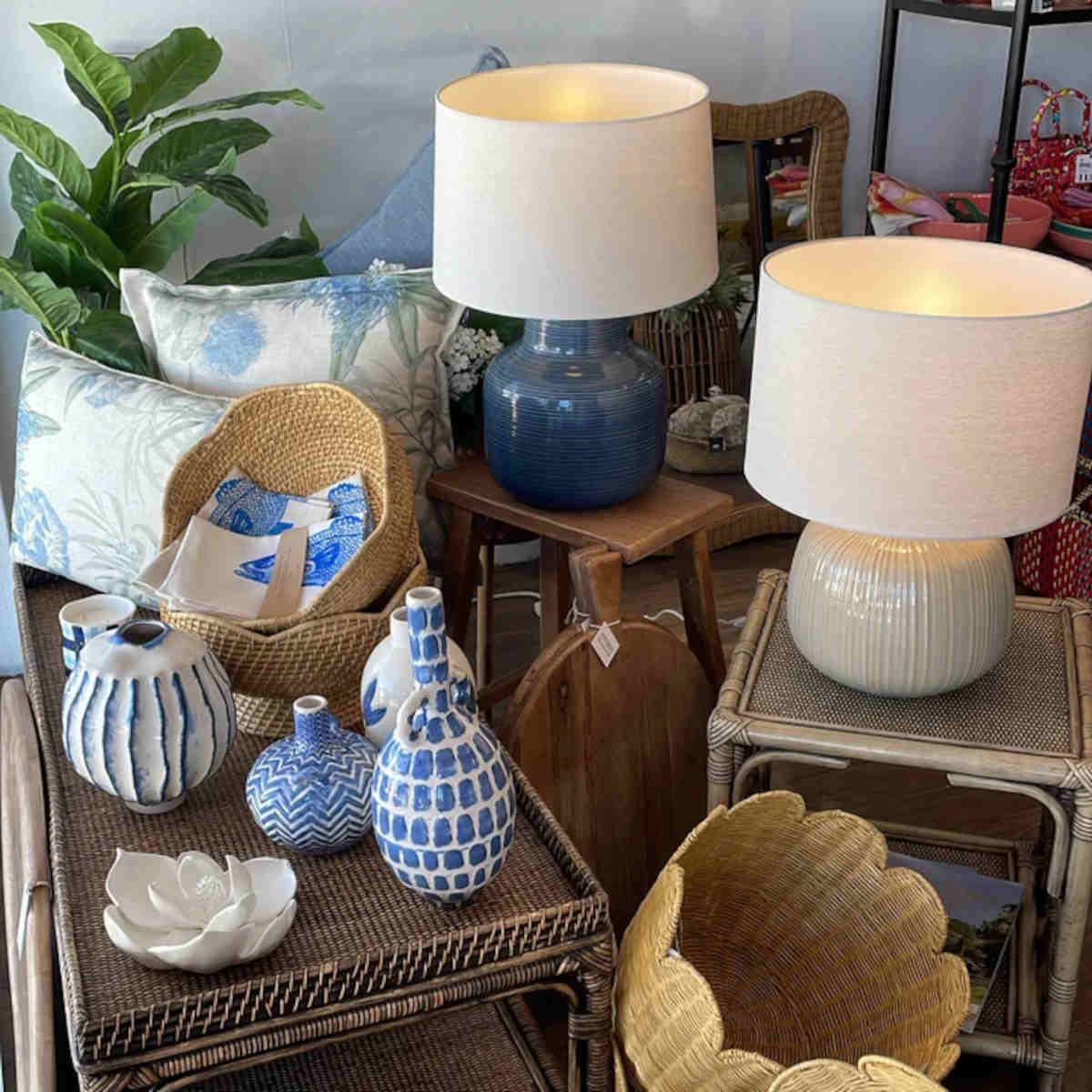 Madras Link Keaton Ceramic Lamp Dark Blue 57cm