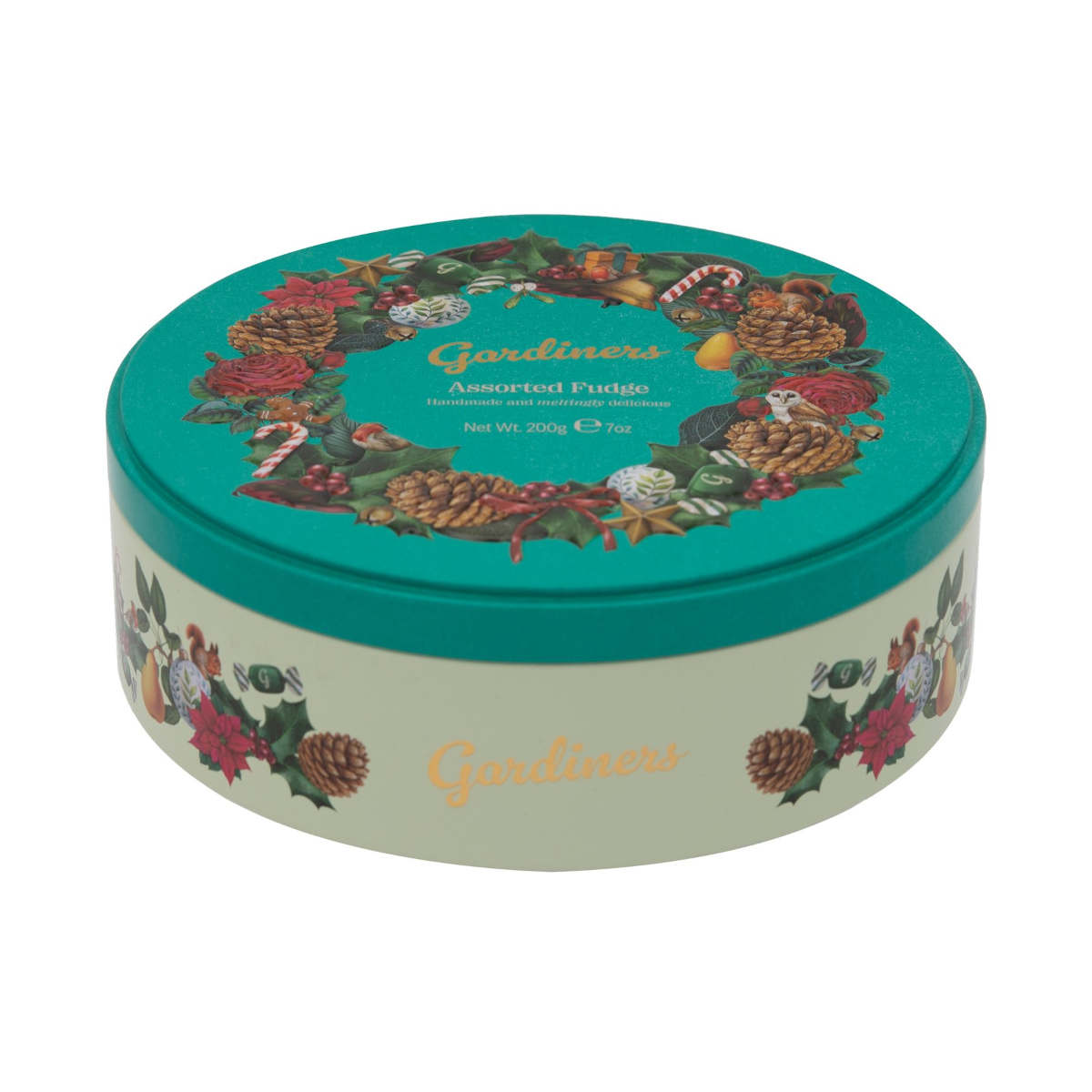 Gardiners Wreath Assorted Fudge Tin Green 200g | Minimax