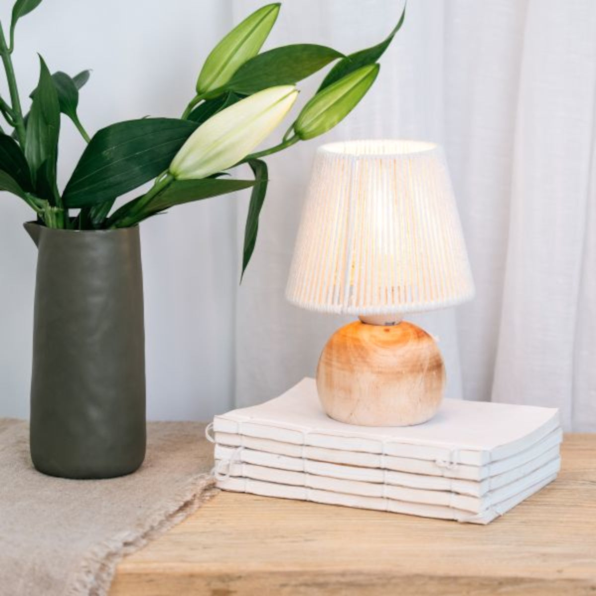 Botl Wood String Battery Operated Table Lamp 14 x 20cm | Minimax