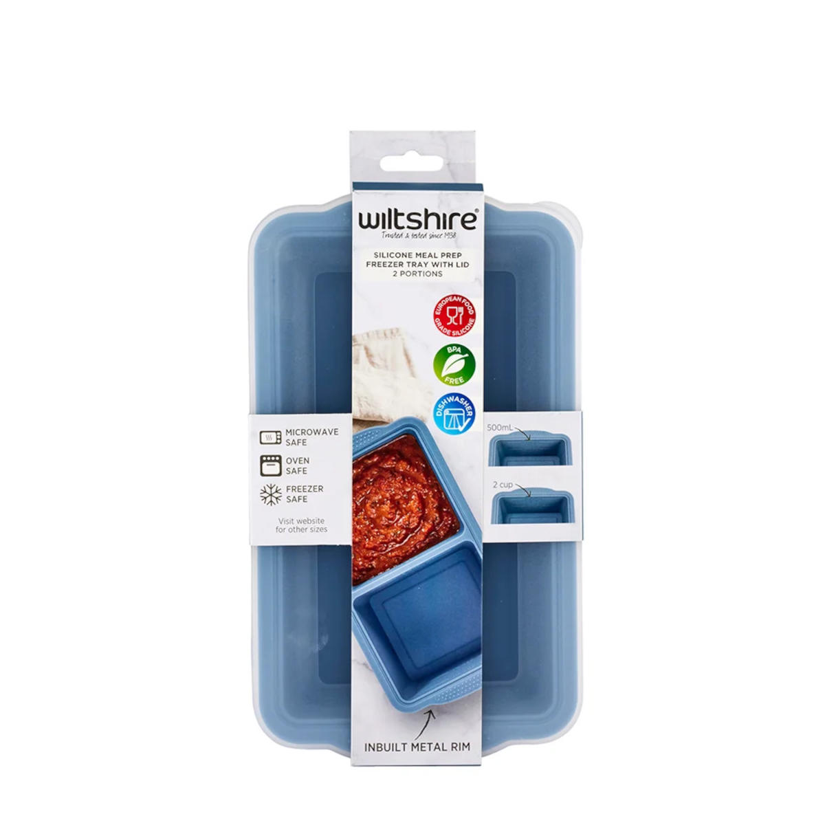 Wiltshire Silicone Prep Container with Lid 2 Portion 500ml