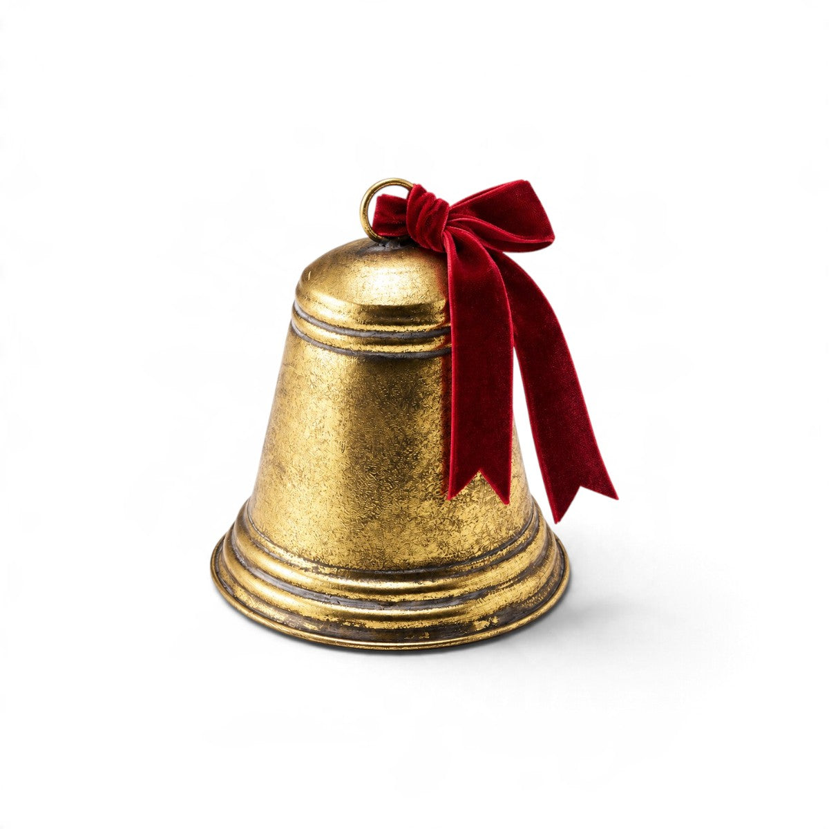 Noel Jingle Velvet Plain Bell Antique Gold 11x15cm