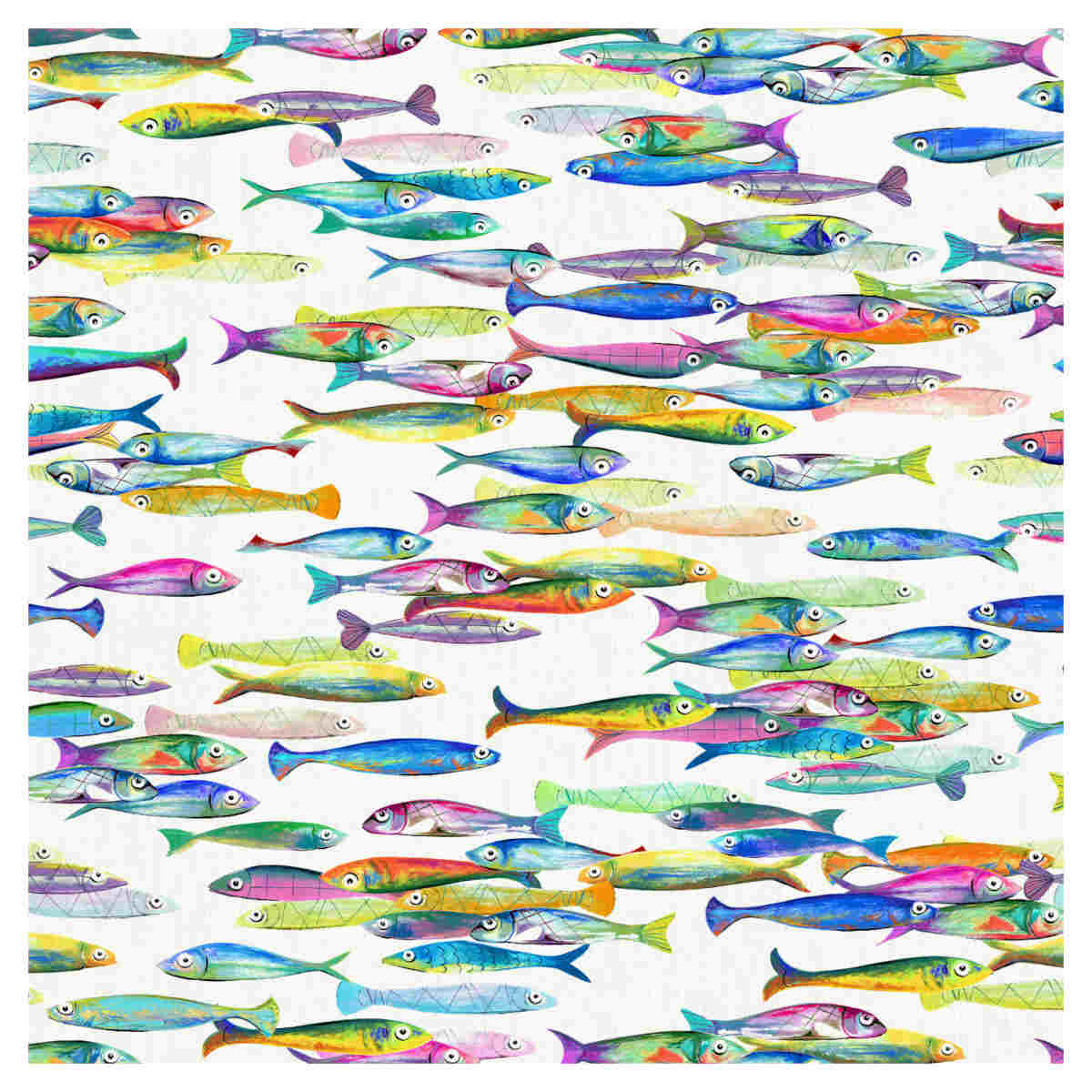Tessitura Toscana Telerie Tablecloth Poisson Bleu 170 x 360cm