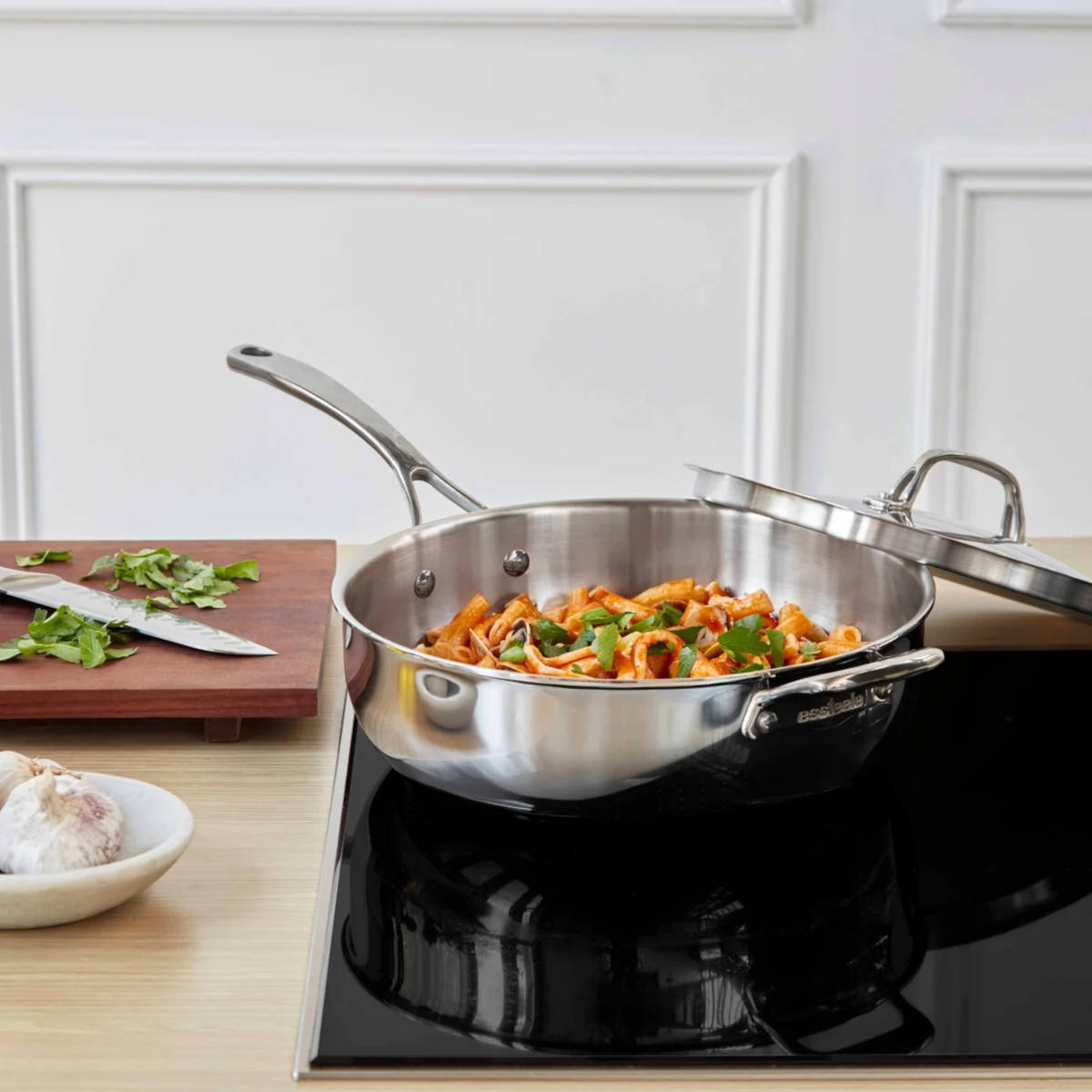 Essteele Eternita Stainless Steel Induction Chef's Pan with Lid 28cm (4.7L)