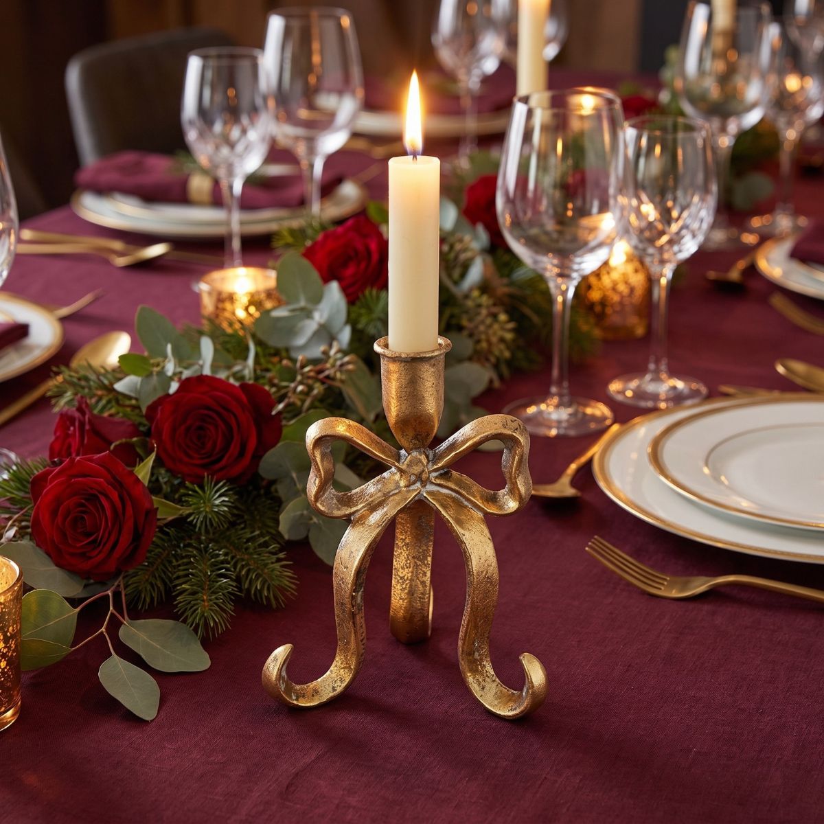 Swing Gifts Antwerp Iron Bow Candle Holder Gold 11x15cm