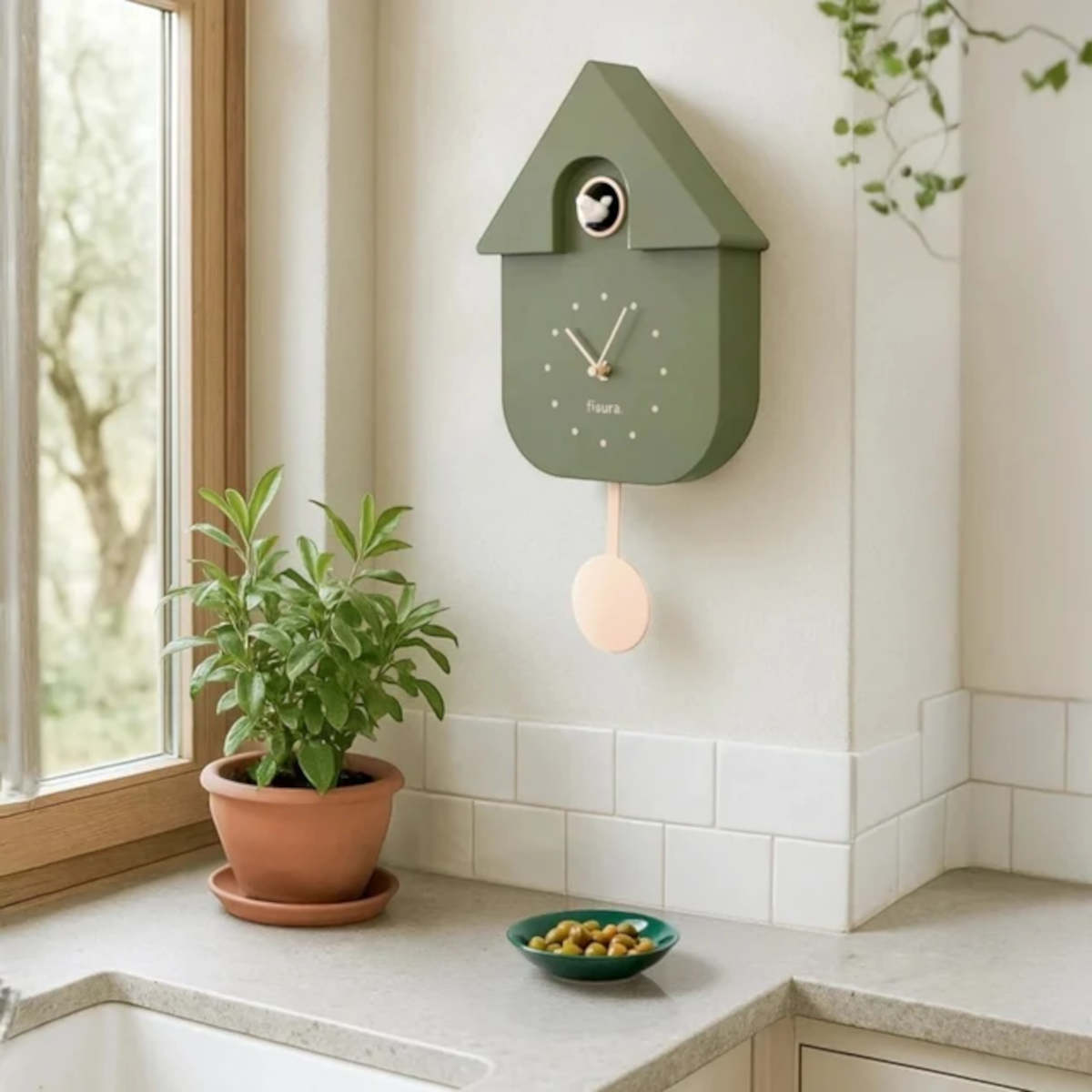 Fisura Cuckoo House Clock Olive | Minimax