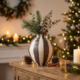 Coast to Coast Rayas Stripe Ceramic Vase Cocoa 18x20cm