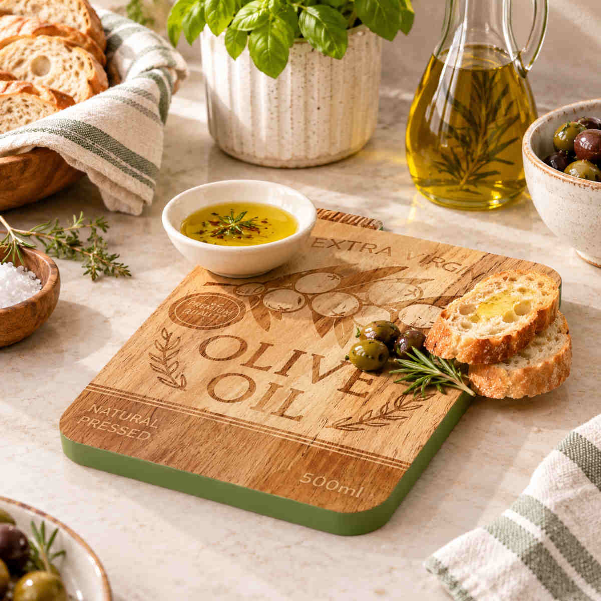 Assemble Olive Oil Wood Serve Board 17x25cm