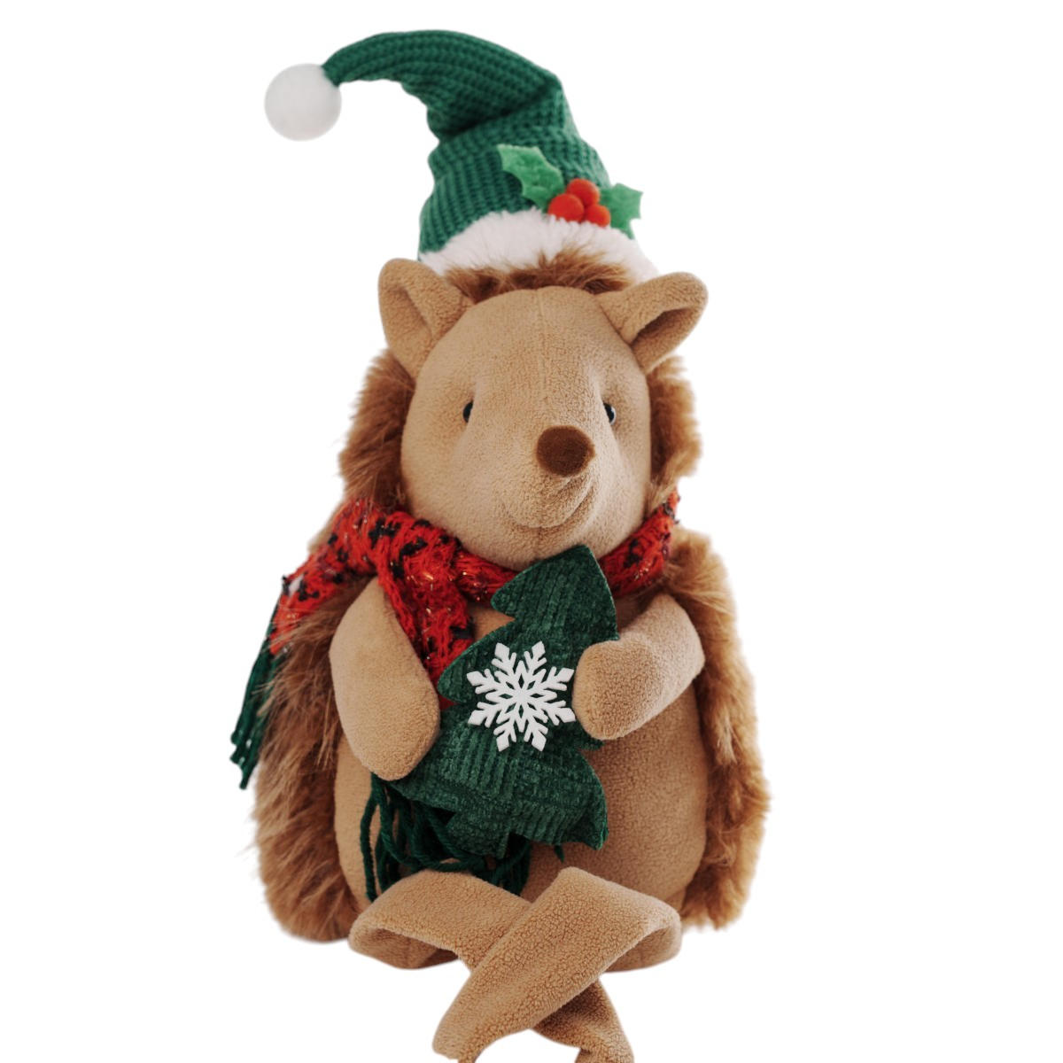 Noel Harry Sitting Hedgehog Christmas Decoration Green/Red 60cm | Minimax