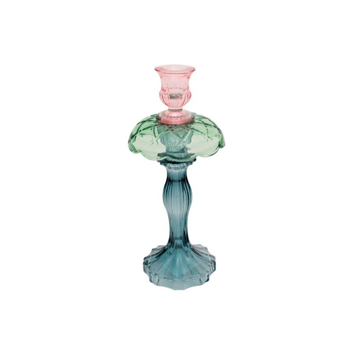 Swing Gifts Pemina Glass Candle Holder Pink Green 28cm