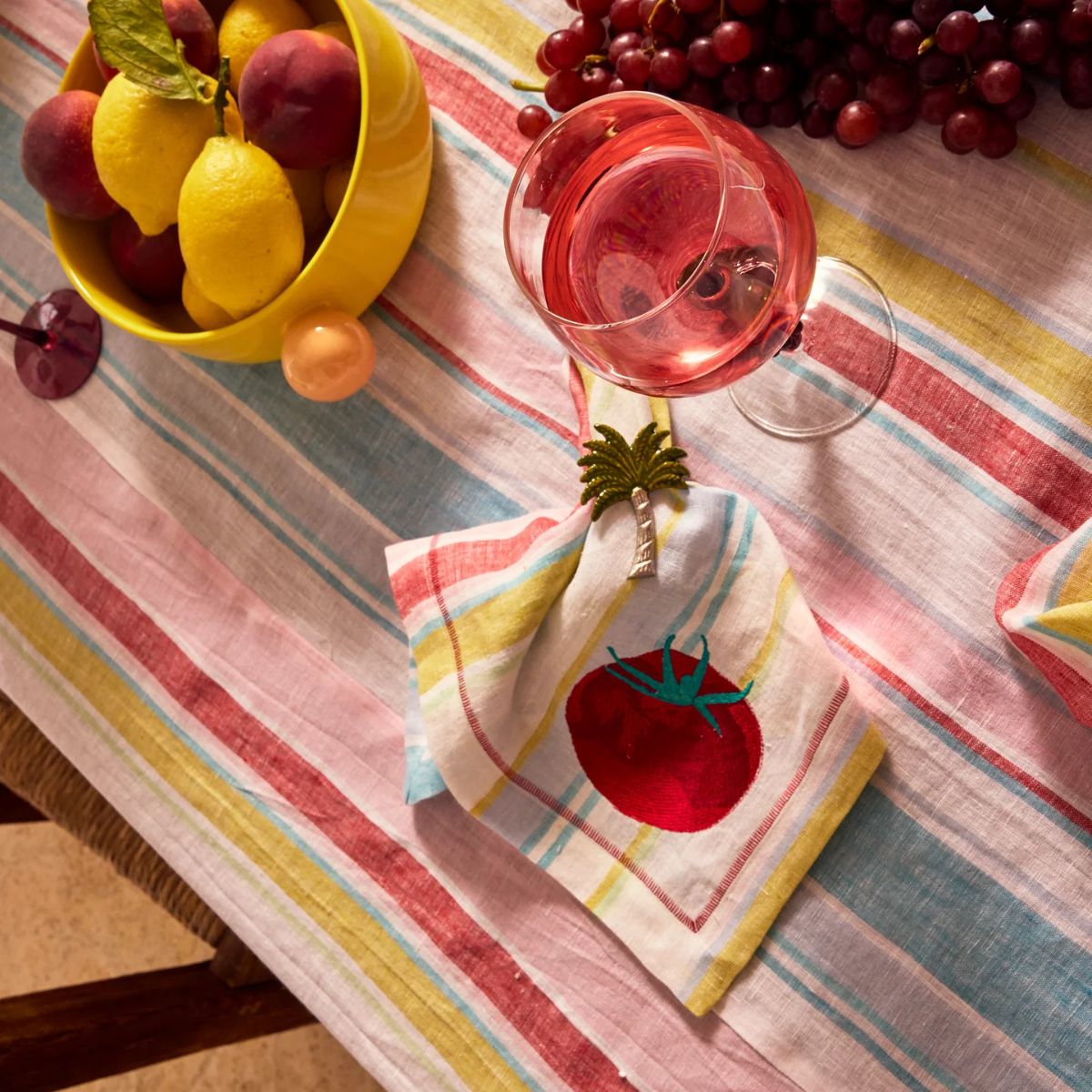 Kip&Co Bellissimo Stripe Embroidered Napkin 45cm Set of 4