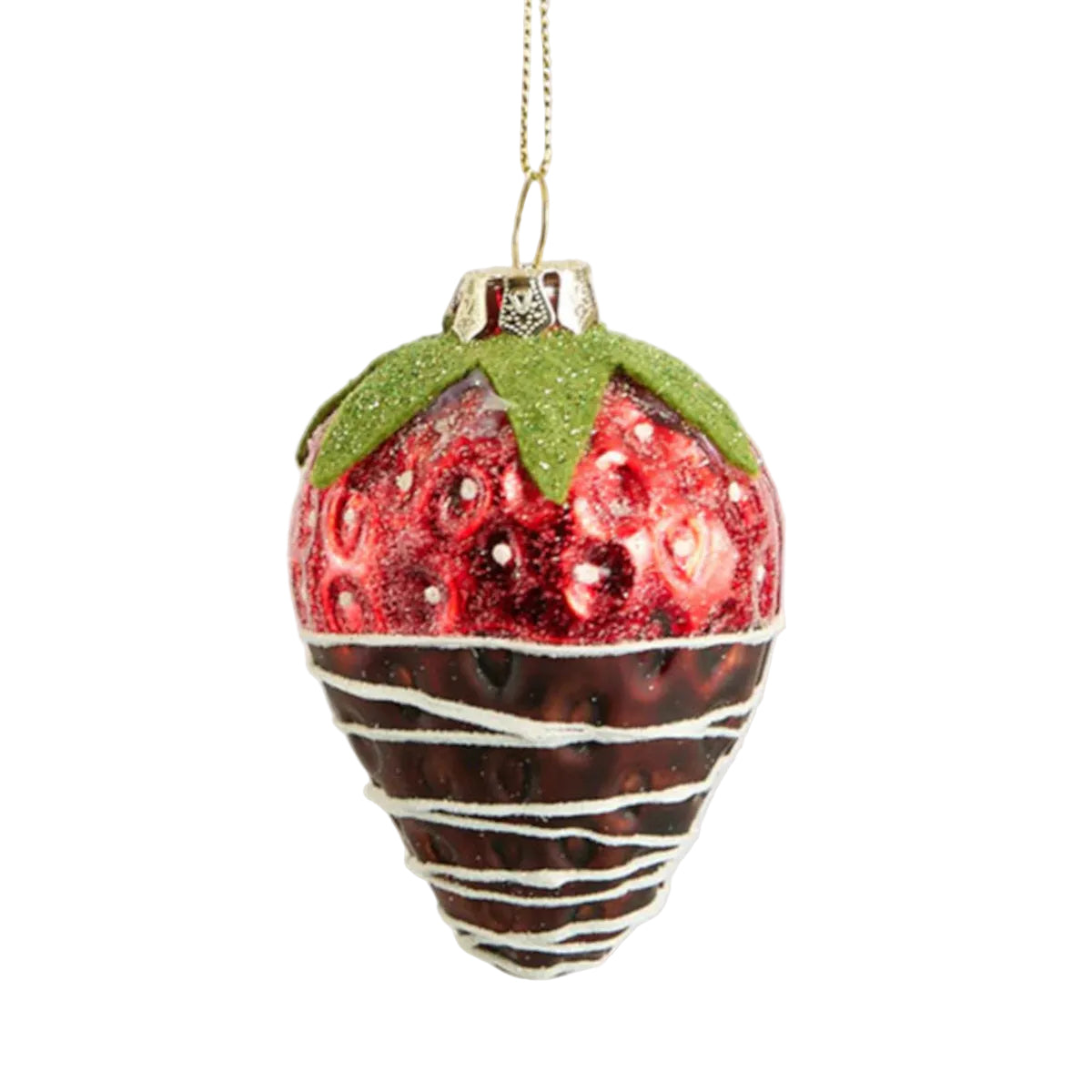 Vixen & Velvet Glass Dipped Strawberry Hanging Decoration 9cm | Minimax