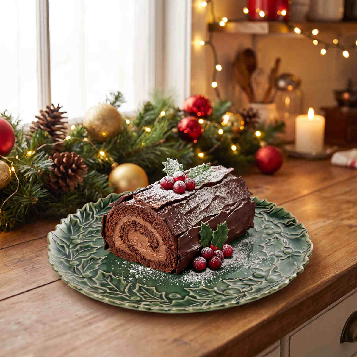 Casero Noel Holly Stoneware Plate Jade 27cm | Minimax