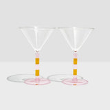 Fazeek Striped Martini Glasses Pink Amber 120ml Set of 2