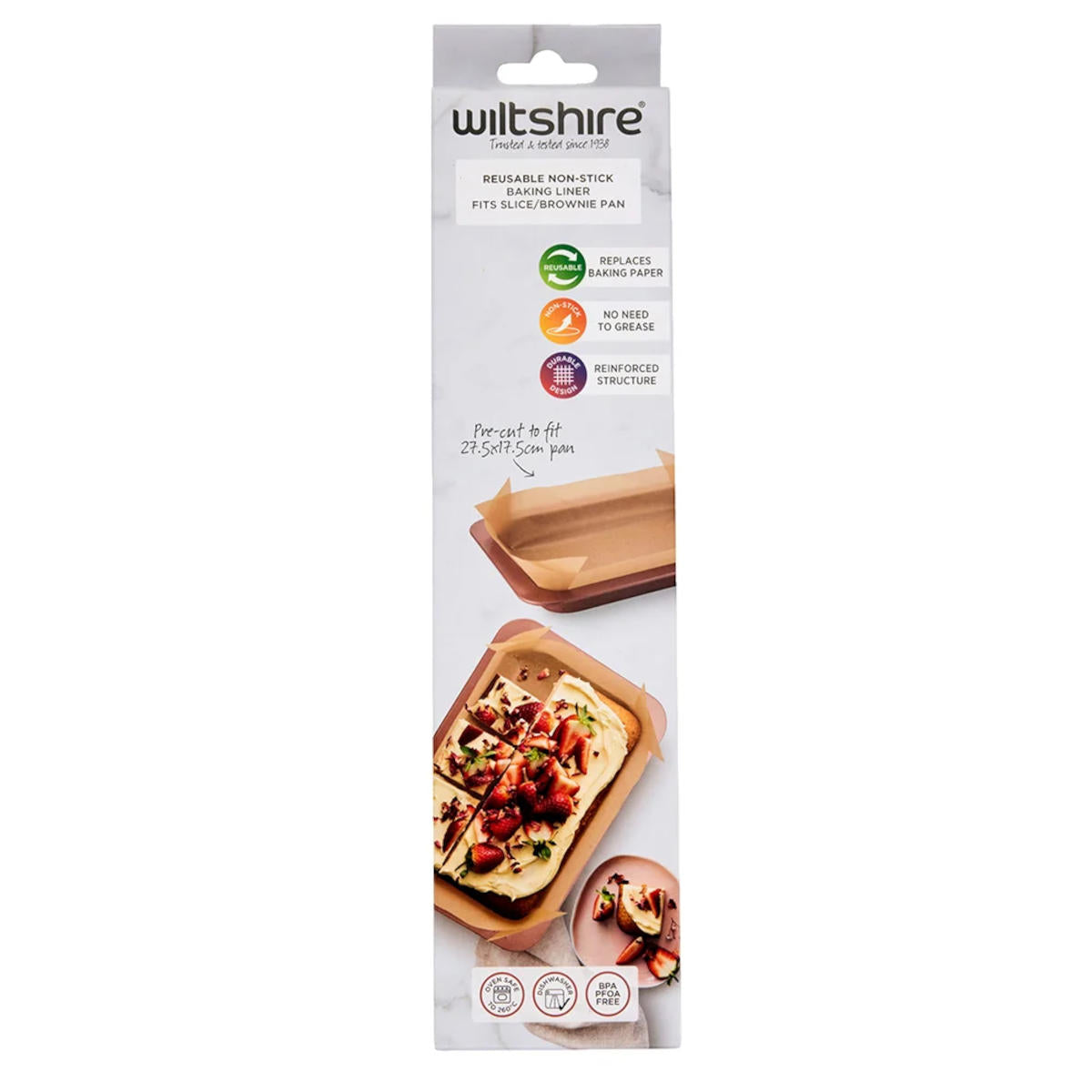 Wiltshire Reusable Non-Stick Baking Liner For Slice Pan 26X16cm