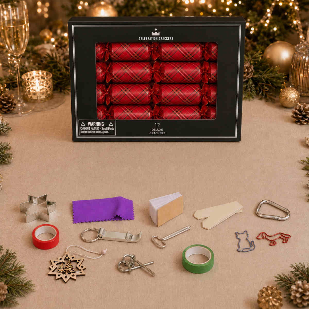 Celebration Crackers Deluxe Plaid Cracker 30cm (Set of 12)