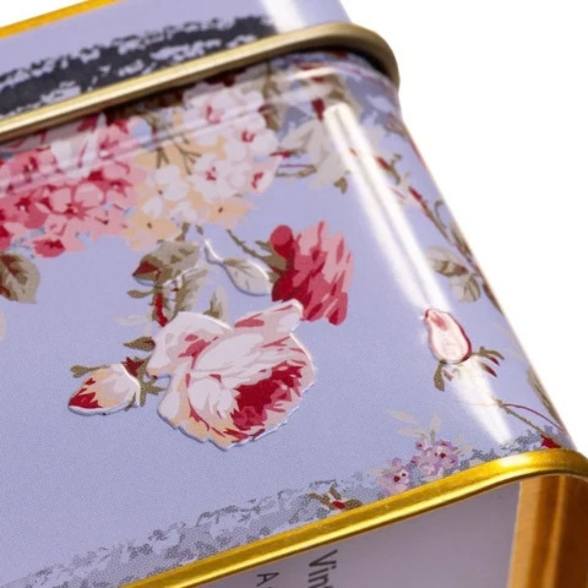 New English Teas Vintage Floral Selection Tin Powder Blue 72 Teabags
