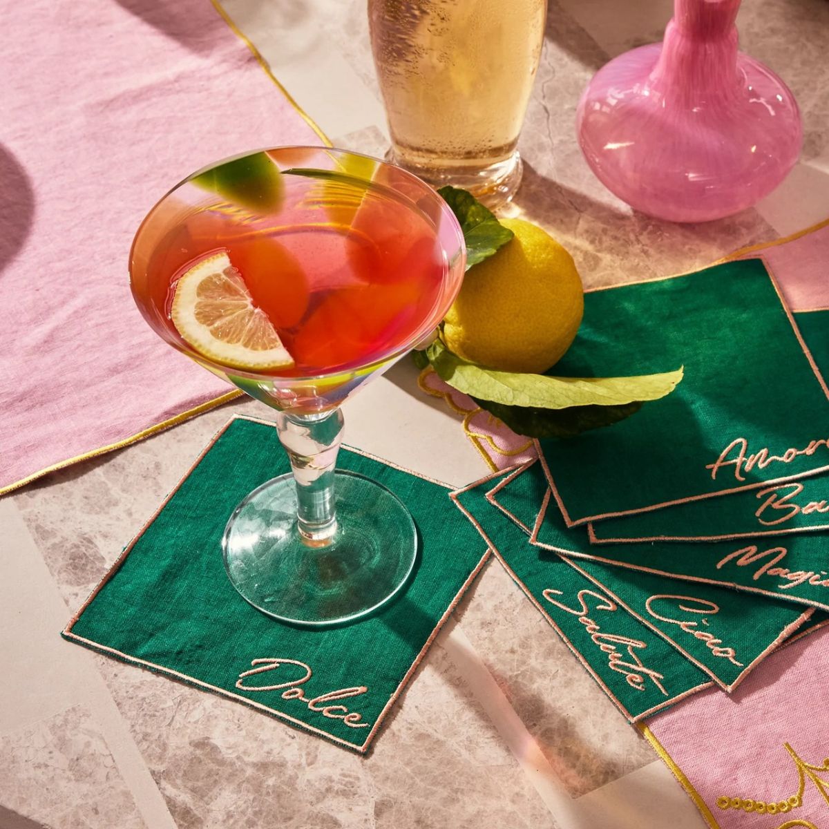 Kip&Co Cocktail Hour Embroidered Cocktail Napkin Set of 6