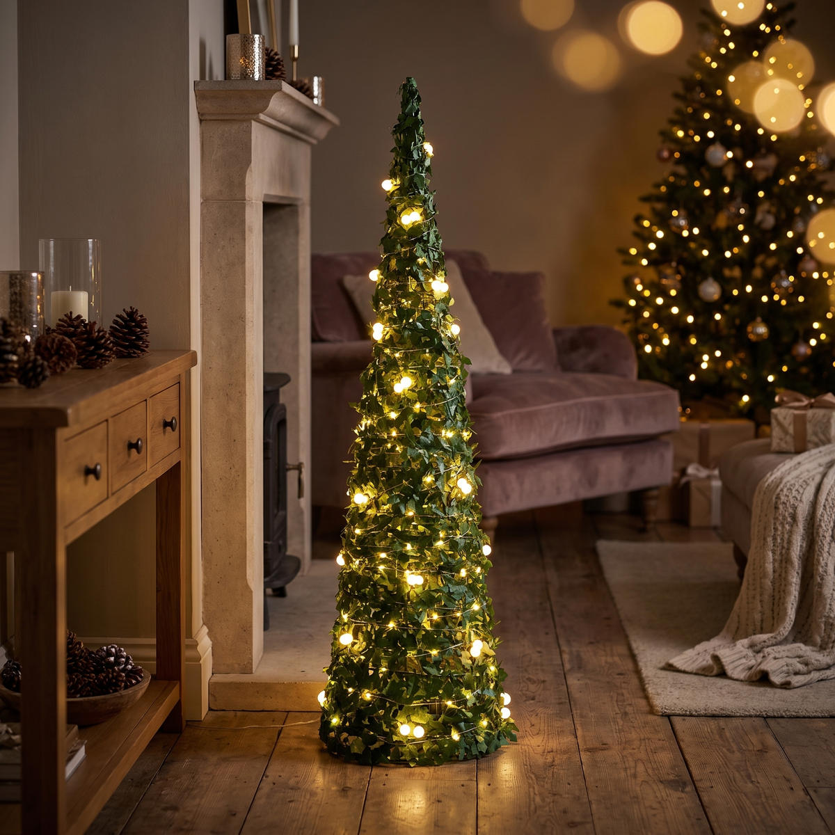 Noel Berry Tree 60 Lights Christmas Decoration LED White/Green 60cm