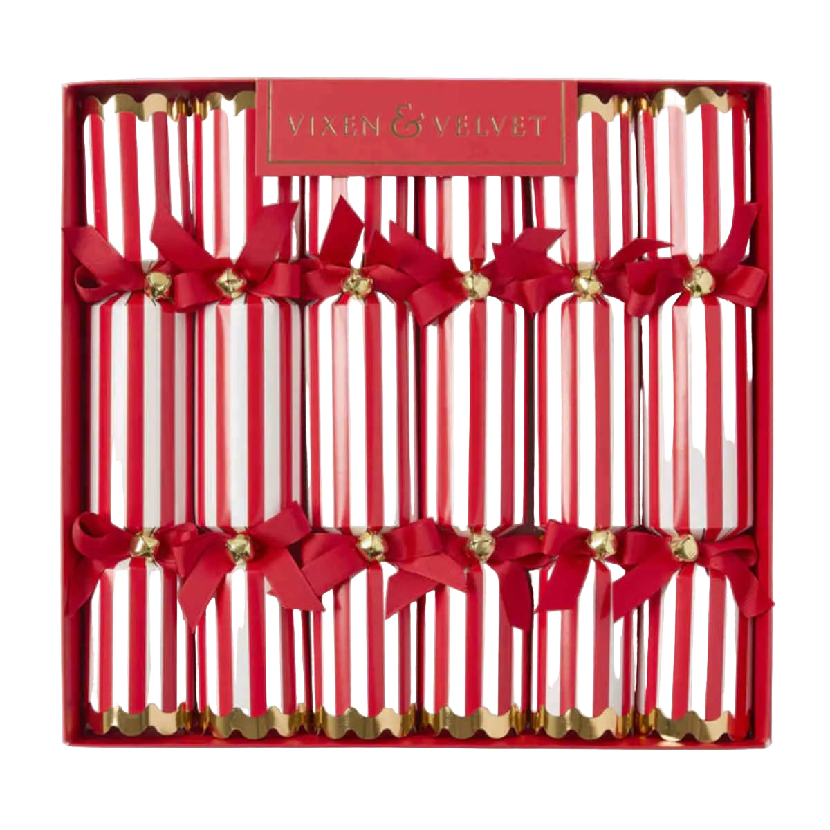 Vixen & Velvet Candy Cane Stripe Cracker  Red/White Set of 6 | Minimax