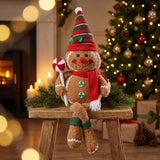 Noel George Sitting Gingerbread Man Christmas Decoration Brown/Green/Red 60cm | Minimax