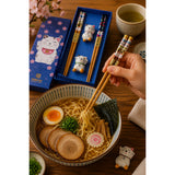 Tokyo Design Lucky Cat Chopstick with Rest 4 Pieces Set