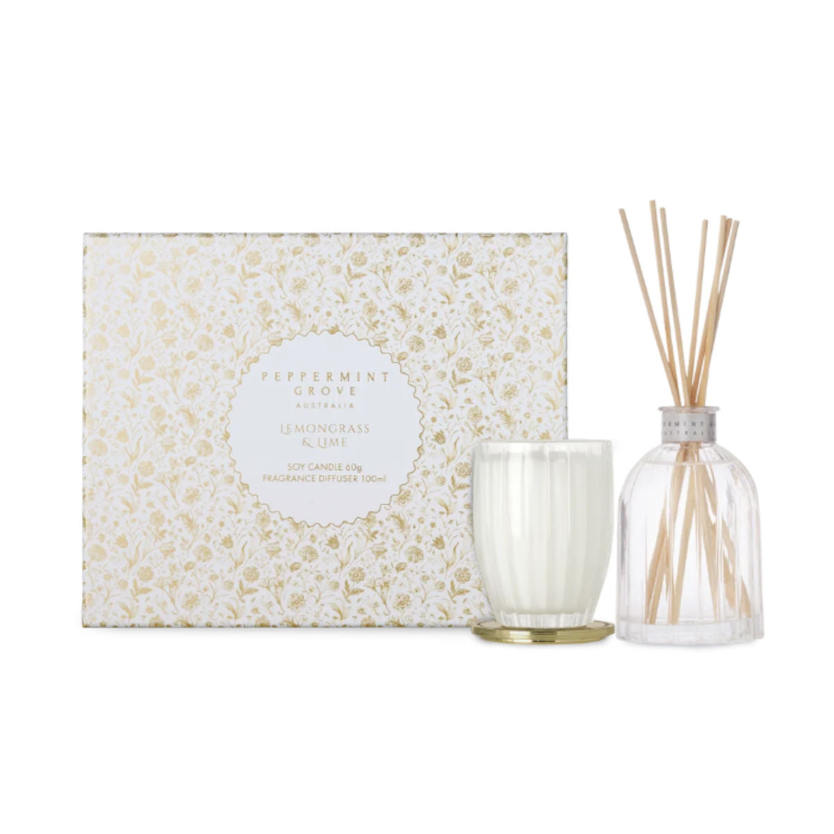 Peppermint Grove Lemongrass & Lime Mini Soy Candle & Diffuser Set