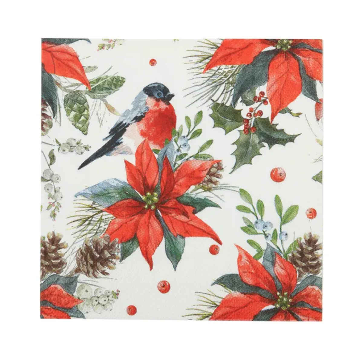 Gala Poinsettia Napkin Red/White 3Ply 33cm (Pack of 20) | Minimax