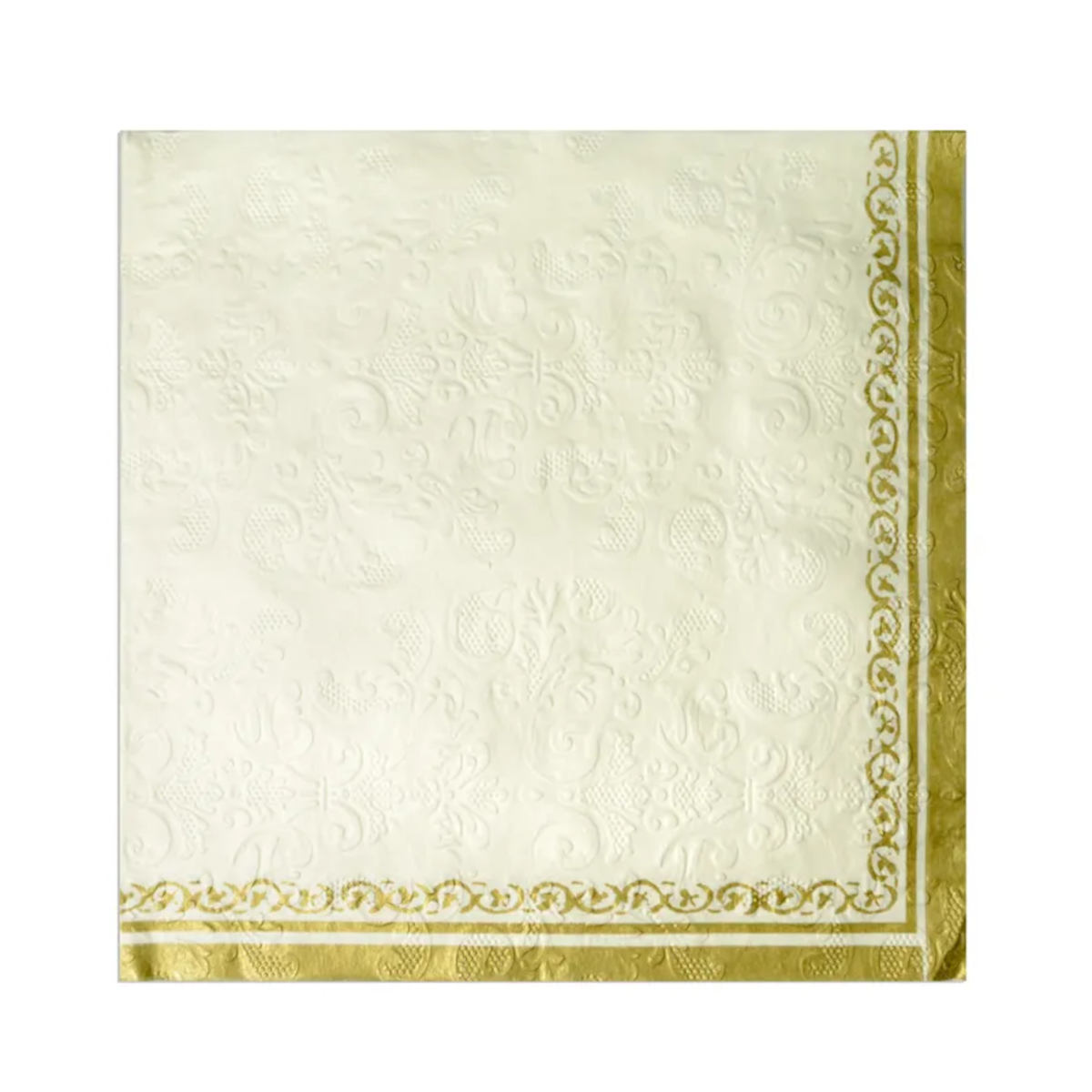 Assemble Embossed Napkin Gold/White 3 Ply 33cm (Pack of 20) | Minimax
